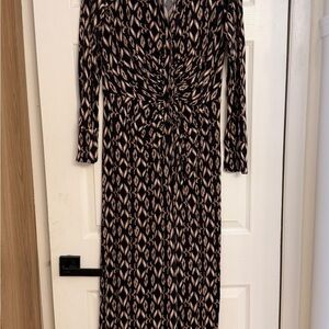 Long Sleeve Black and Beige jumpsuit